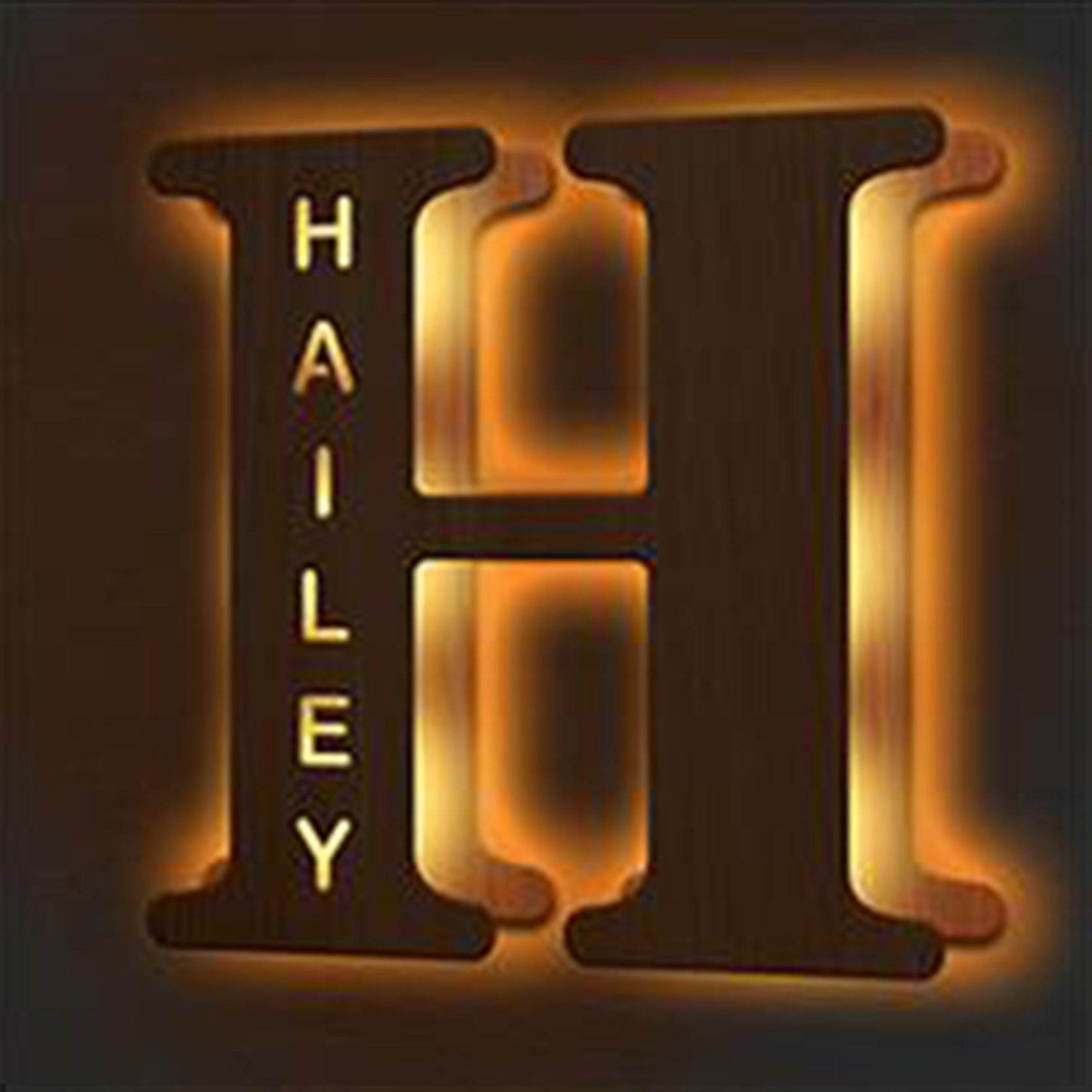 Custom Wooden Engraved USB LED Night Light 24 Letter Bedroom Home Decoration Birthday Gift for Friend Decorative Wall Lamp - P12 Hub Europe