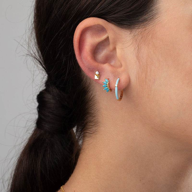 Ins Style Color Zircon All-match Earrings Symmetrical Horse Eye Stone - P12 Hub Europe