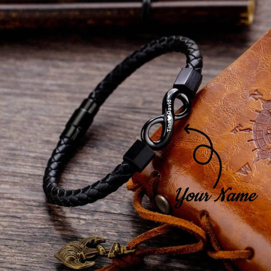 To My Man Custom Names Love You Forever And Always Infinity Leather Bracelet For Husband Dad Son - P12 Hub Europe