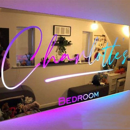 Personalized Name Mirror Light For Bedroom LED Light Up Mirror For Wall Custom Photo Christmas Valentine's Day Wedding Gifts - P12 Hub Europe
