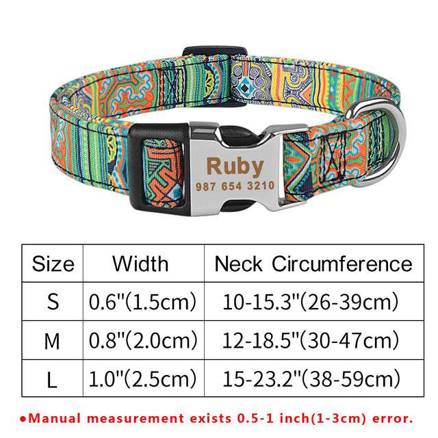Adjustable Nylon Custom Dog Collar Free Engraved Name ID Tag - P12 Hub Europe