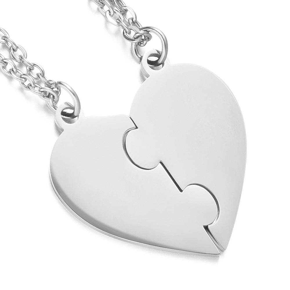 Stainless Steel Combination Heart-shaped Necklace Lettering - P12 Hub Europe