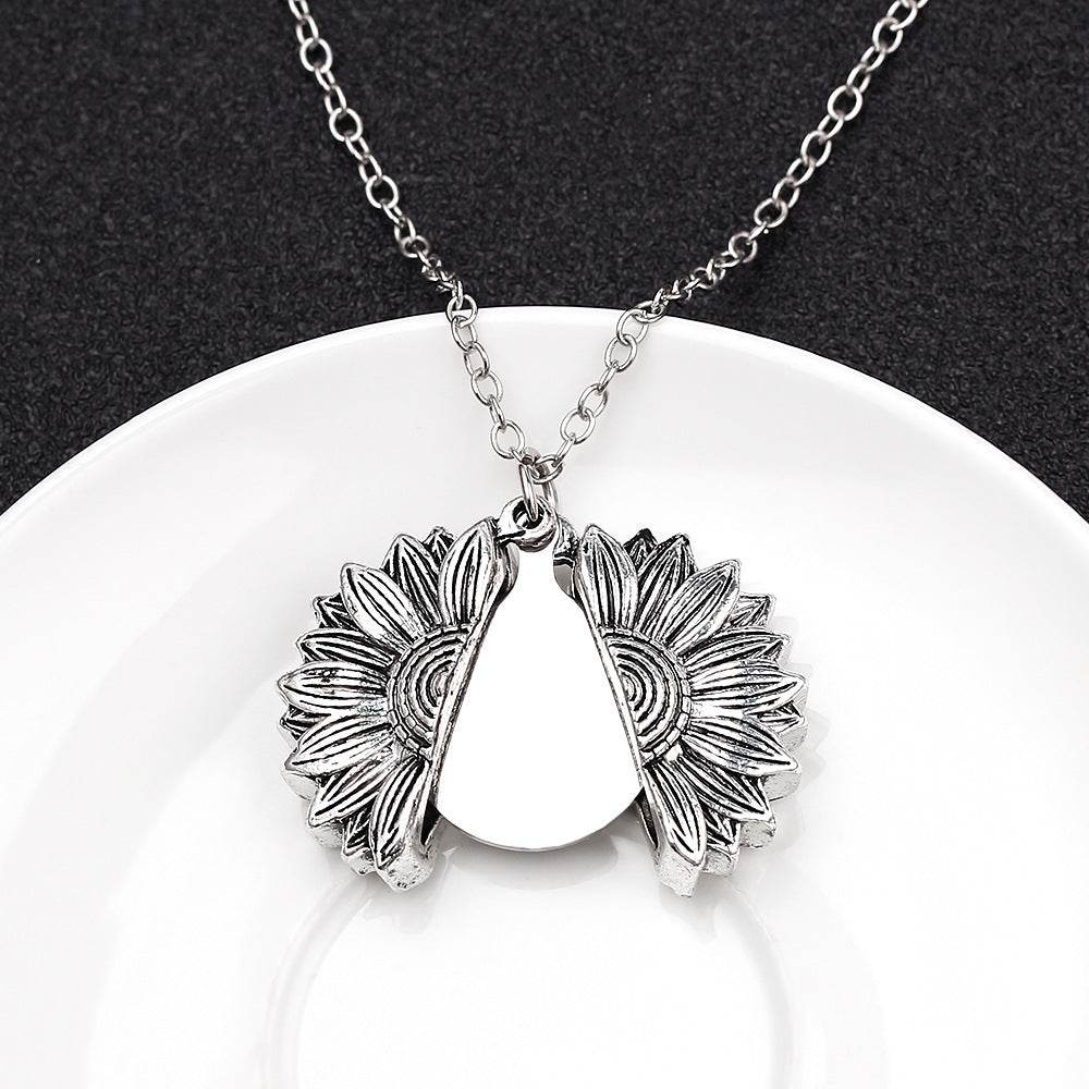 Personalized Engrave Name Date Sun Flower Necklace Fashion Custom Text For Women Men Choker Chain Jewelry Charm Gift - P12 Hub Europe