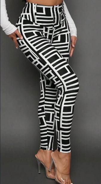 Casual Women Geometric Print Knitted Leggings - P12 Hub Europe