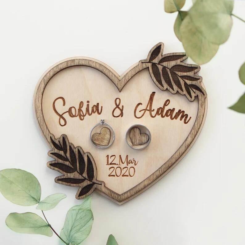 Personalized Wooden Wedding Ring Holder - P12 Hub Europe